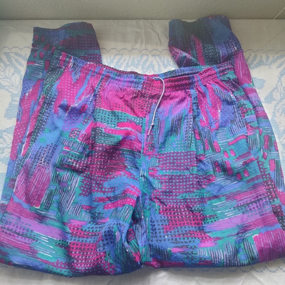 Vintage Reebok Track Pants Nylon w/ Drawstring - Picture 10 of 12